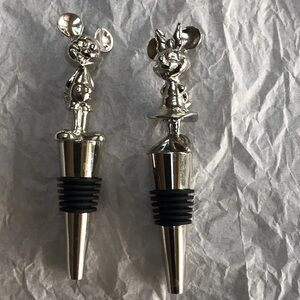 Silver Mickey and Minnie mouse Wine Stoppers